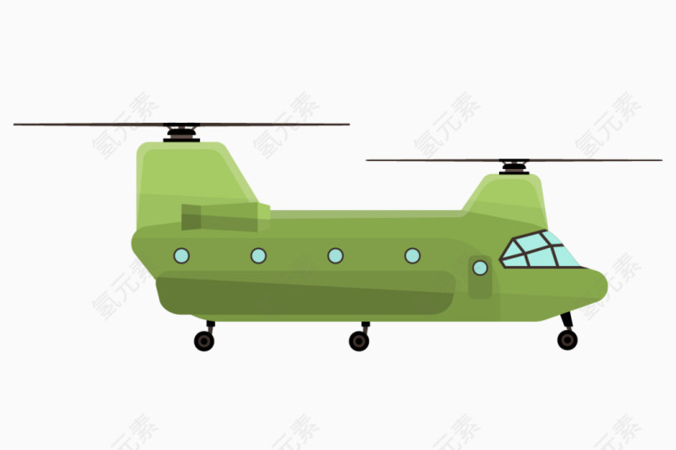 手绘卡通风绿色直升飞机