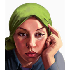 绿头巾女子肖像