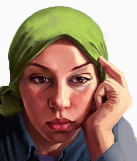 绿头巾女子肖像