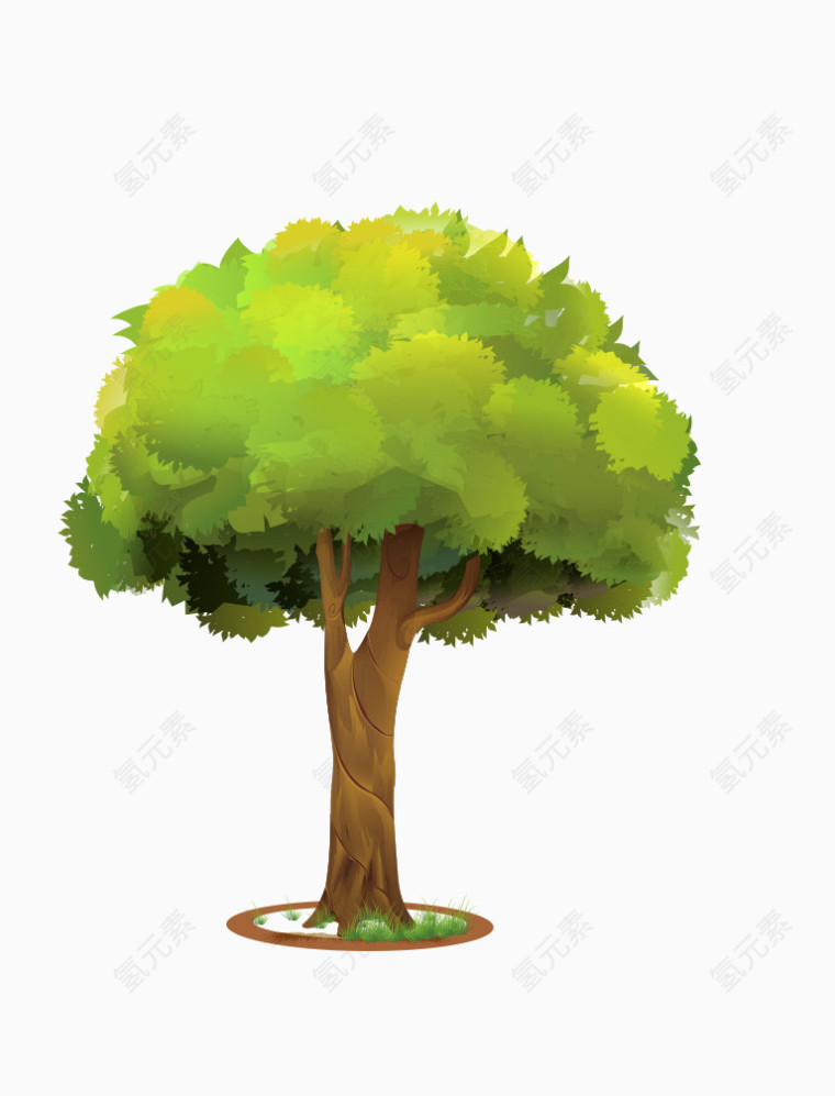 手绘绿色树木