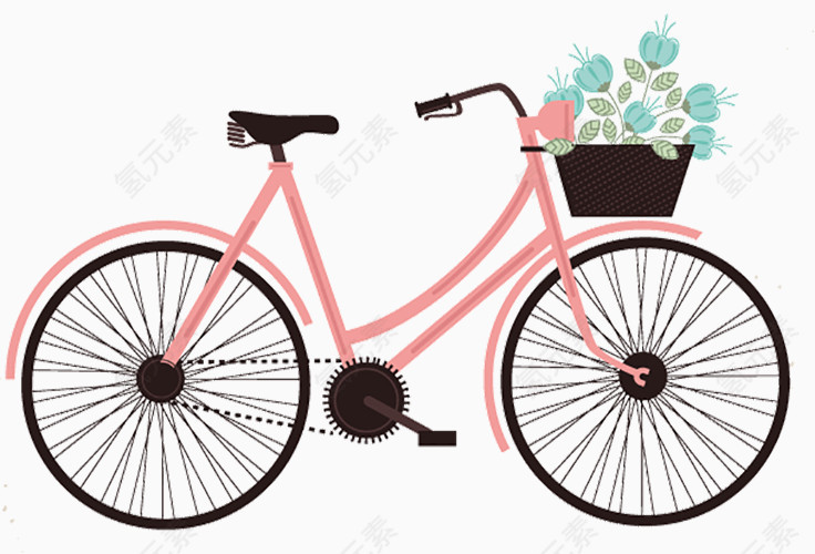 粉红色的单车卡通手绘
