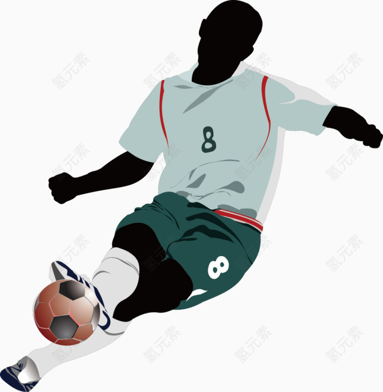 踢足球运动员卡通人物装饰元素