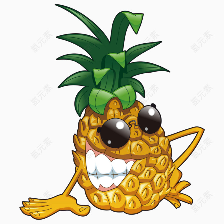 卡通炫酷眼镜水果表情菠萝