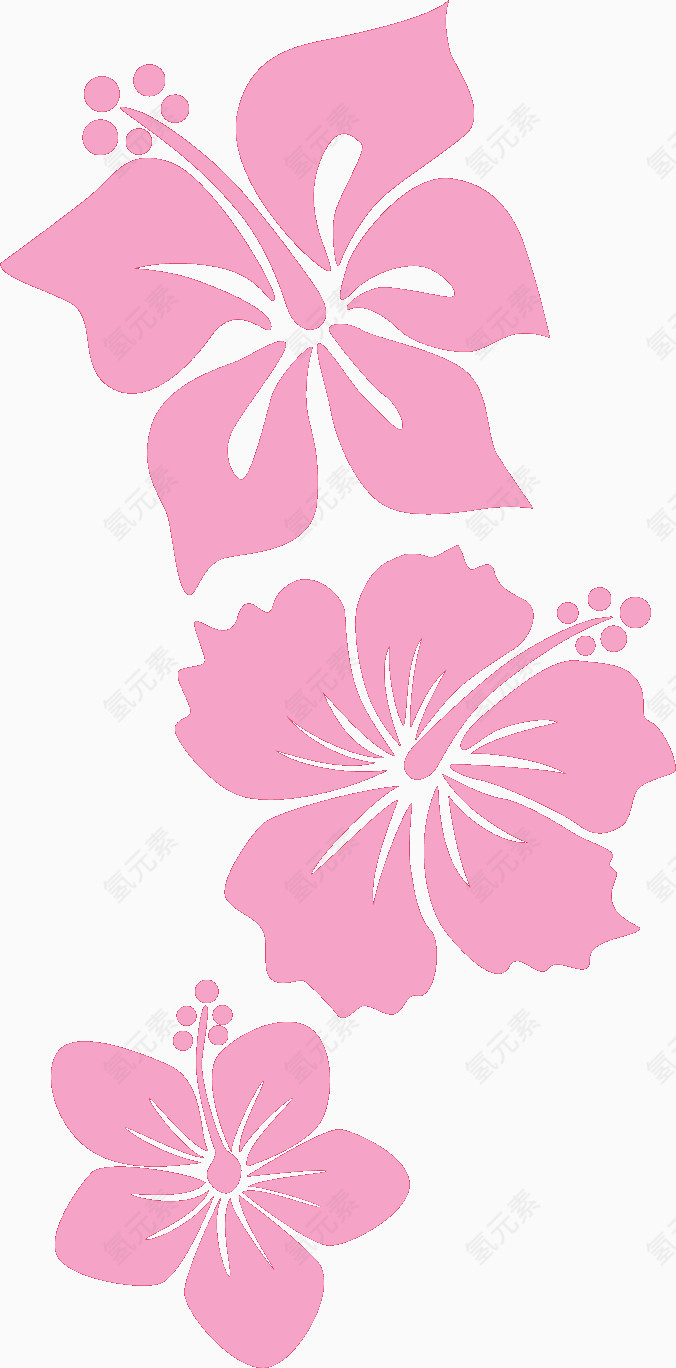 粉色手绘线条花朵