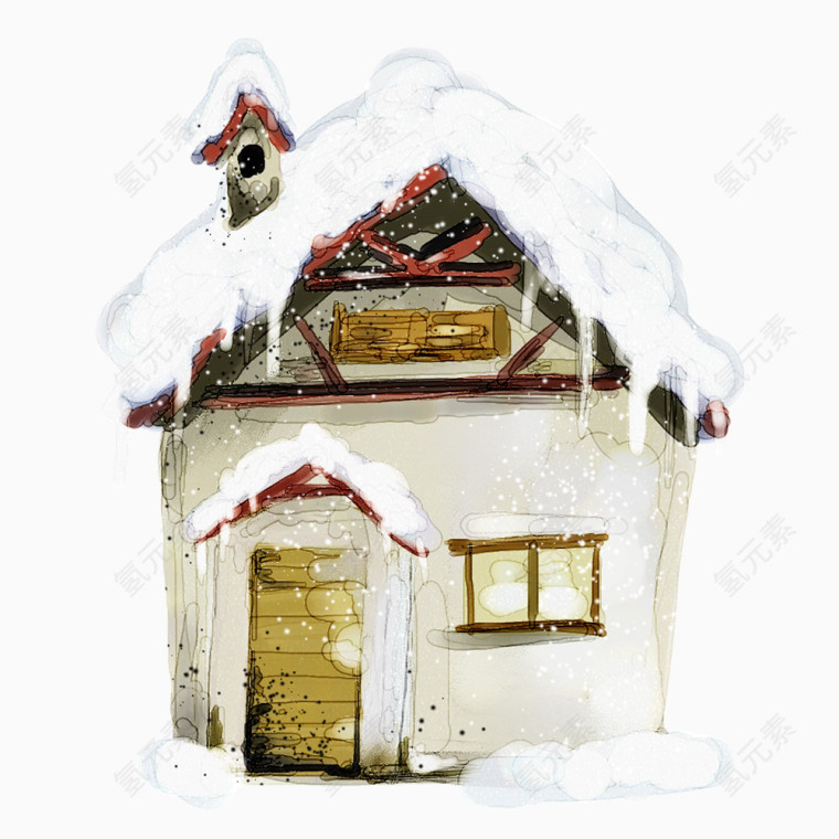 有雪的卡通房子
