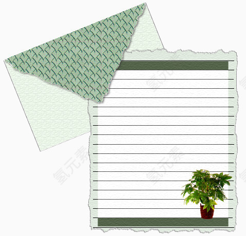小盆栽绿色信纸