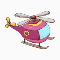 卡通手绘直升机