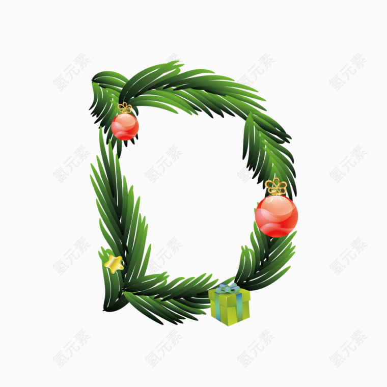 圣诞节礼物字母字体D
