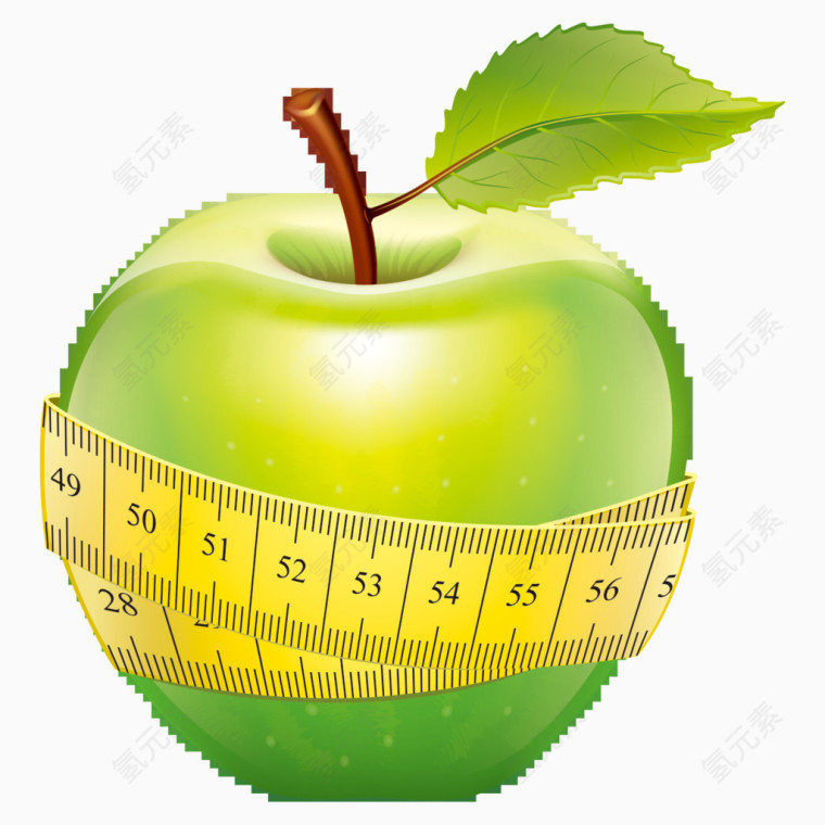 卡通绿苹果减肥素材
