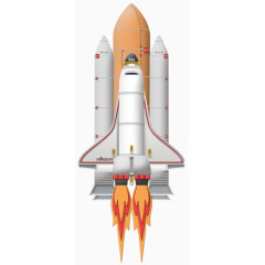 卡通绘画起飞的火箭