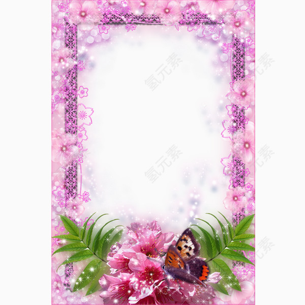 紫色门环花卉边框