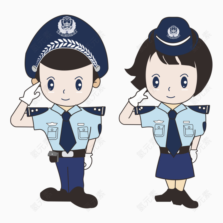 卡通男女警察