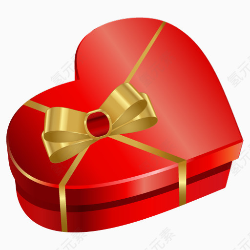 红色的心形礼物盒图标