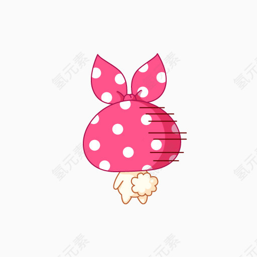 粉色头戴蝴蝶结的表情小兔子背面