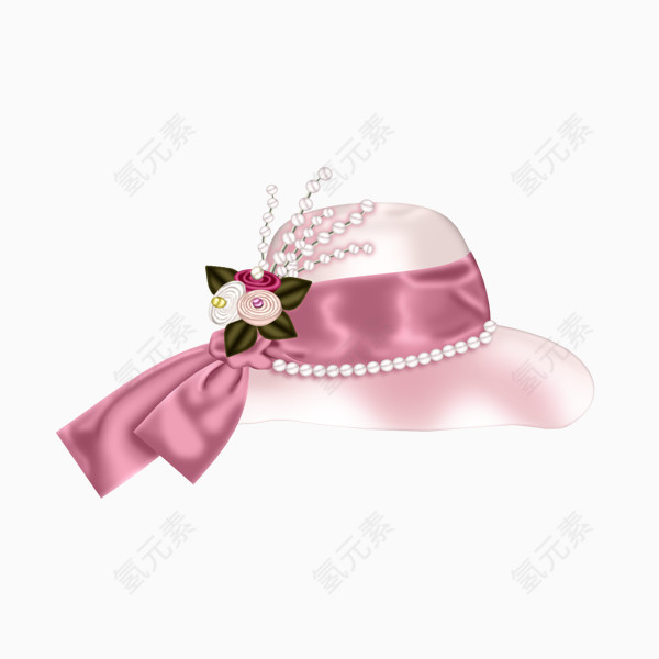 手绘粉色绸缎帽子