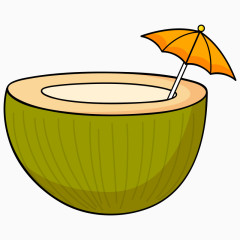 卡通椰子汁椰子小伞