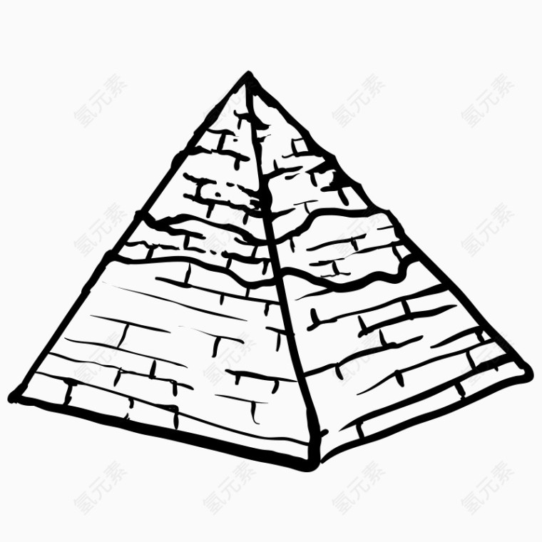 简笔手绘古埃及元素金字塔