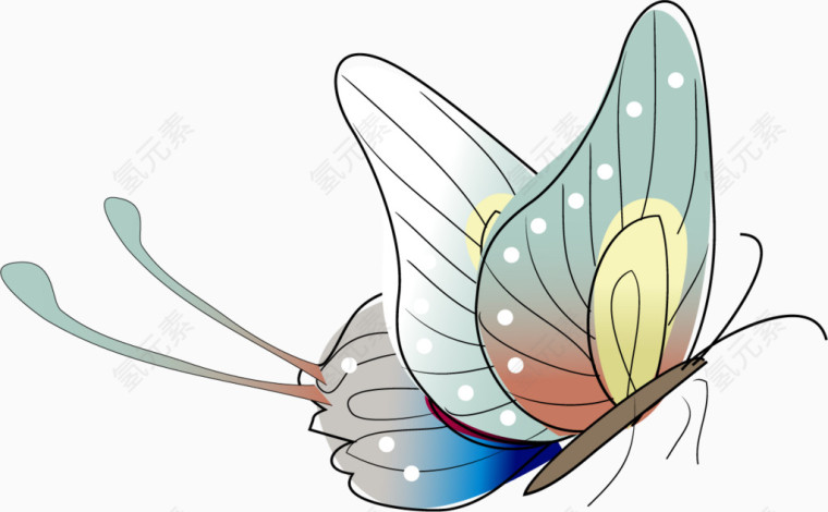 矢量手绘彩色蝴蝶