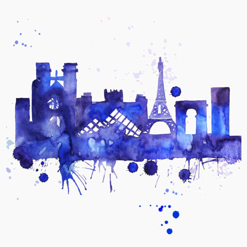 蓝色彩绘法国巴黎下载
