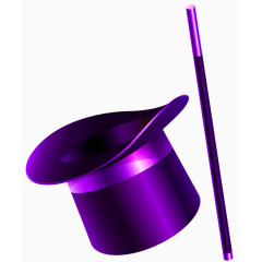 紫色卡通魔术帽魔术棍