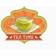 茶时间标志矢量图