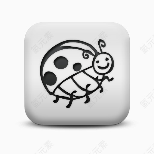 不光滑的白色的广场图标动物动物瓢虫Animals-Icons