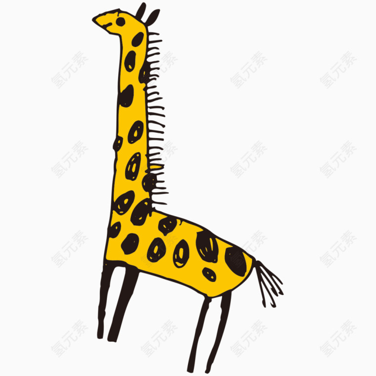 彩笔儿童手绘长颈鹿