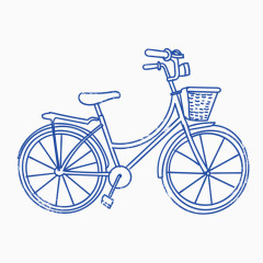 手绘蓝色线条自行车