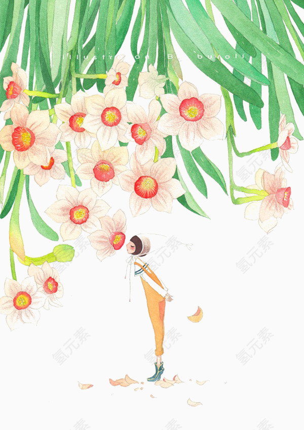 女孩与花朵