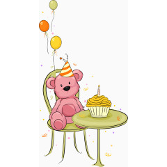 过生日的粉色小熊