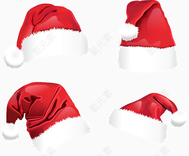四个生动的圣诞帽