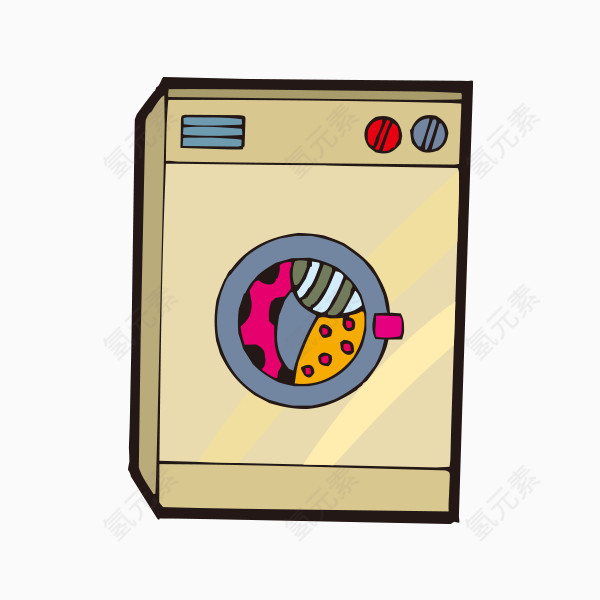 手绘卡通洗衣机
