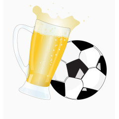 卡通啤酒杯和足球