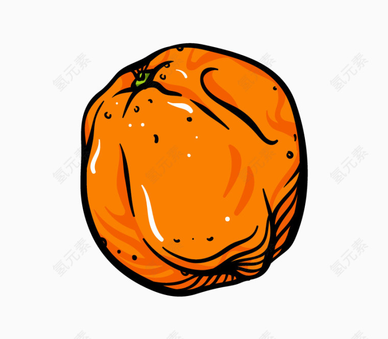 线条水果橙色橘子