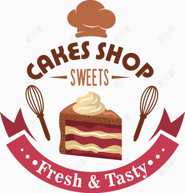 蛋糕蛋糕店标贴矢量图