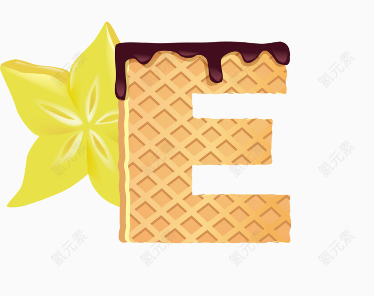 水果威化饼干英文字体字母E