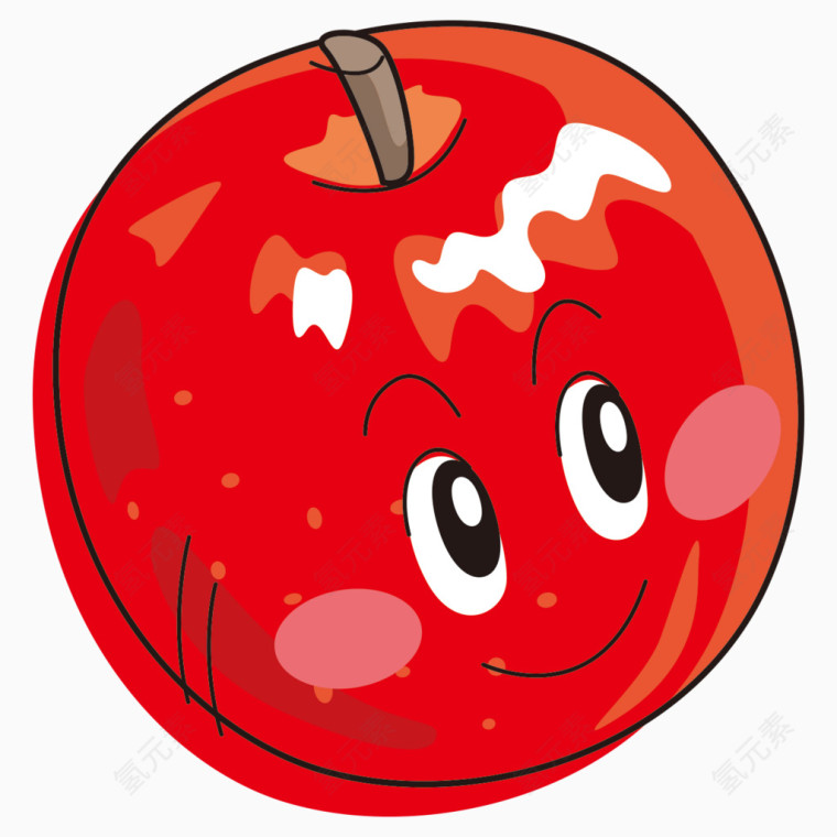 卡通简笔水果红苹果表情