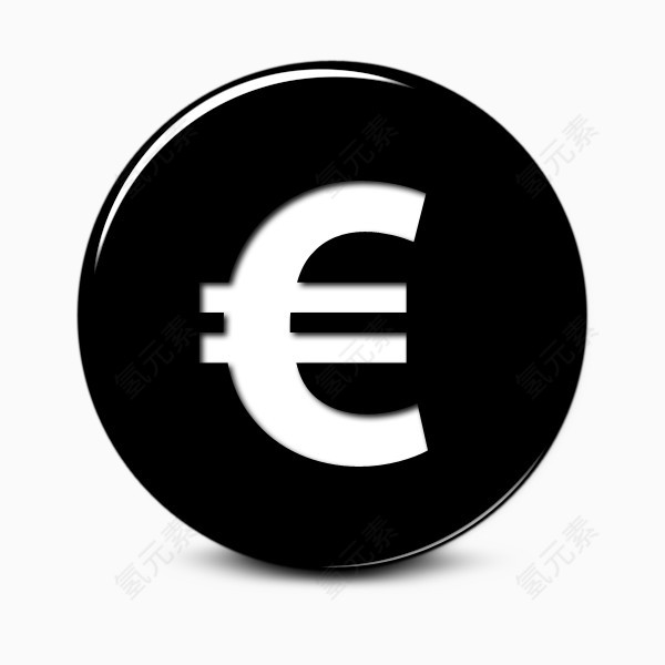 欧元光滑的黑色按钮图标