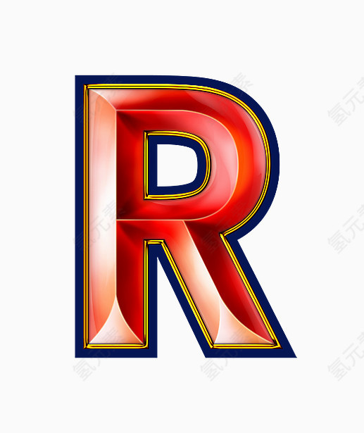 红色立体字母R