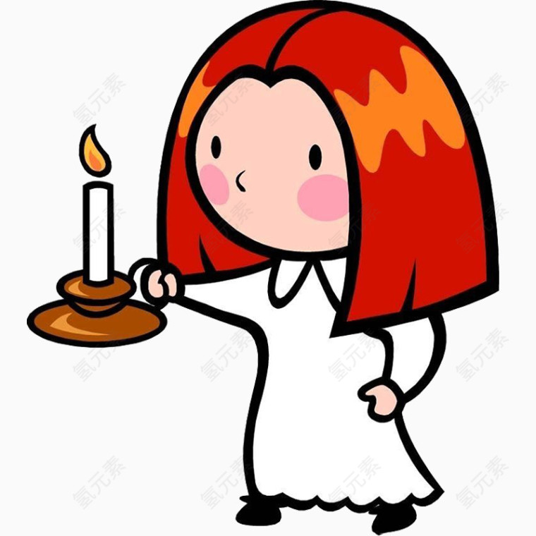 端着蜡烛的红发小女孩