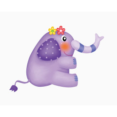 卡通紫色小象 