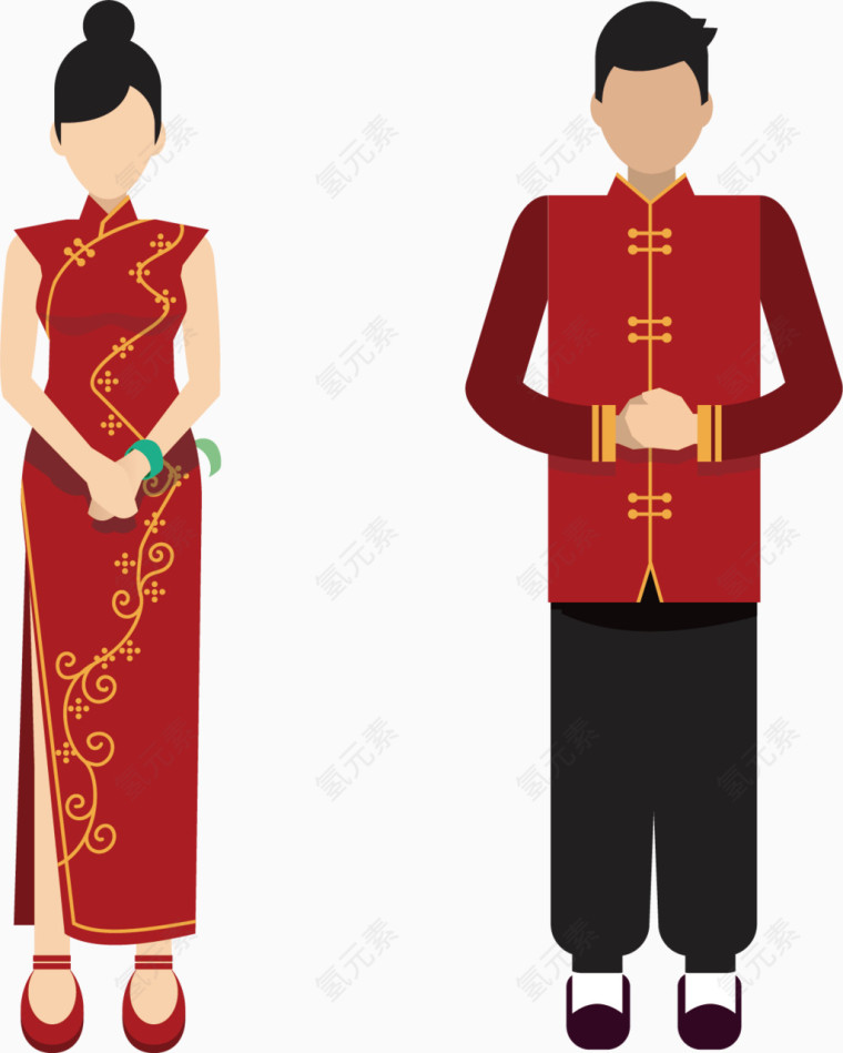 中国传统服饰简易画图标元素