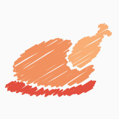 鸡油炸肉烤烤乱涂土耳其圣诞节的手绘涂鸦的图标