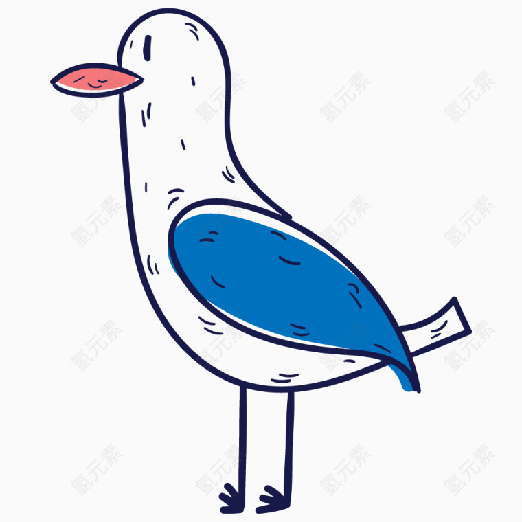 卡通手绘素描海鸥png 