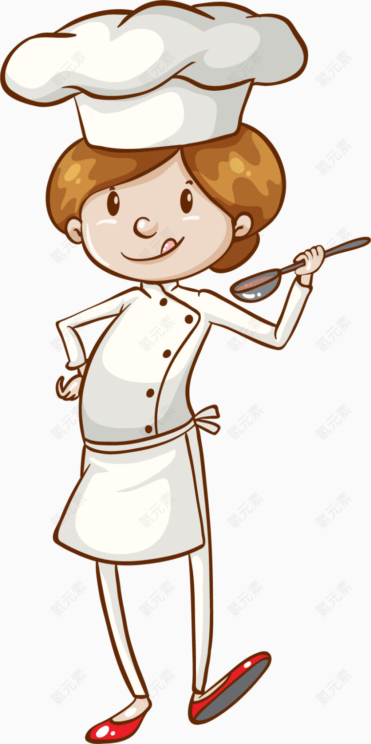 卡通手绘尝菜的女厨师 