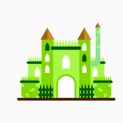 绿色卡通手绘童话城堡