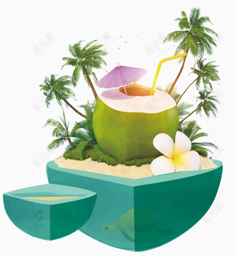 夏日乘凉椰子汁饮料