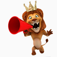 小狮子拿着喇叭的微笑红色喇叭手里拿着喇叭