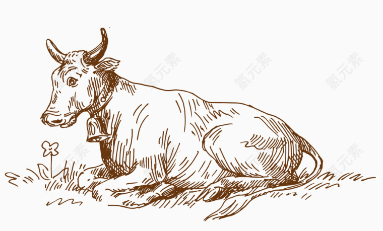 简笔画简约素描奶牛