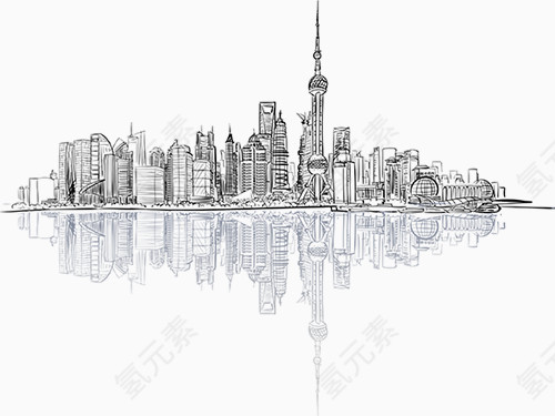 手绘上海城市